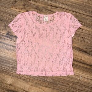 Arizona Jean Company Pink Lace Short Sleeve Top